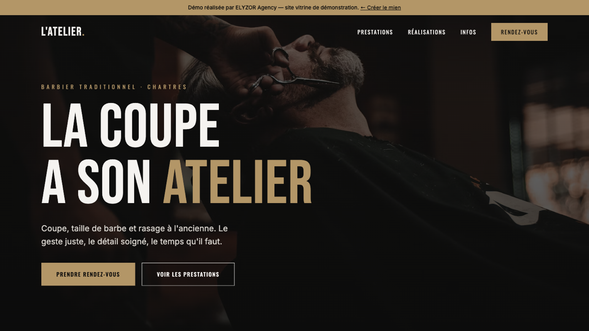 Aperçu démo — L'Atelier Barbier — coupe & rasage
