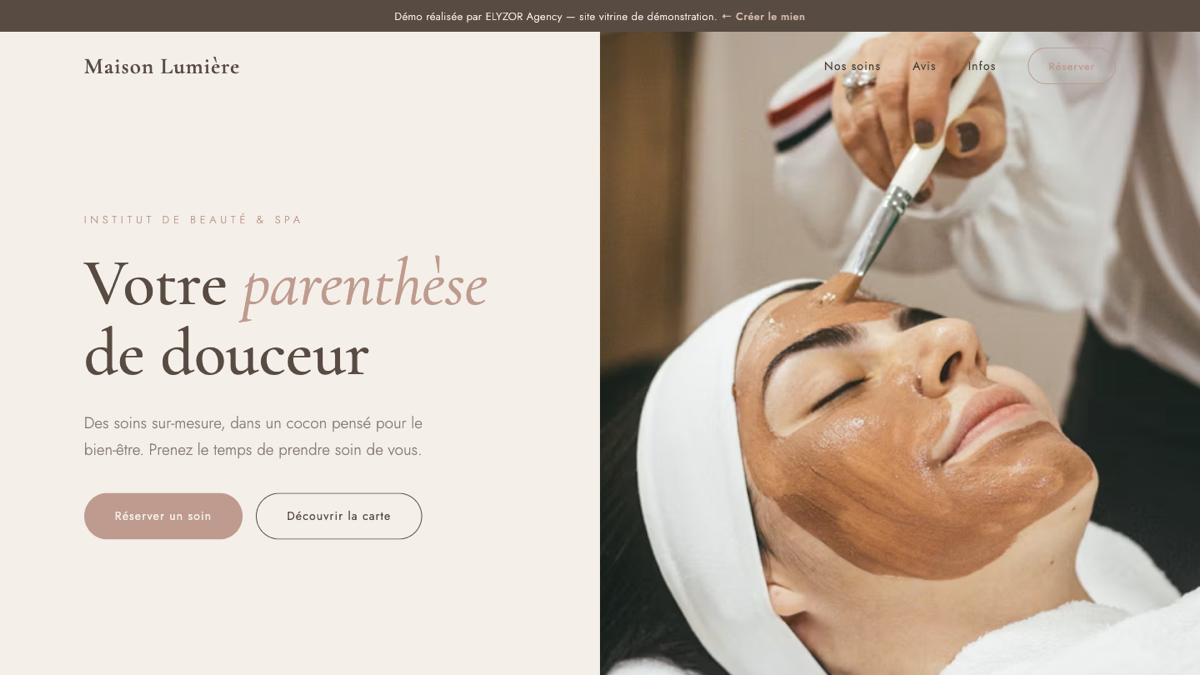 Aperçu démo — Maison Lumière — institut de beauté