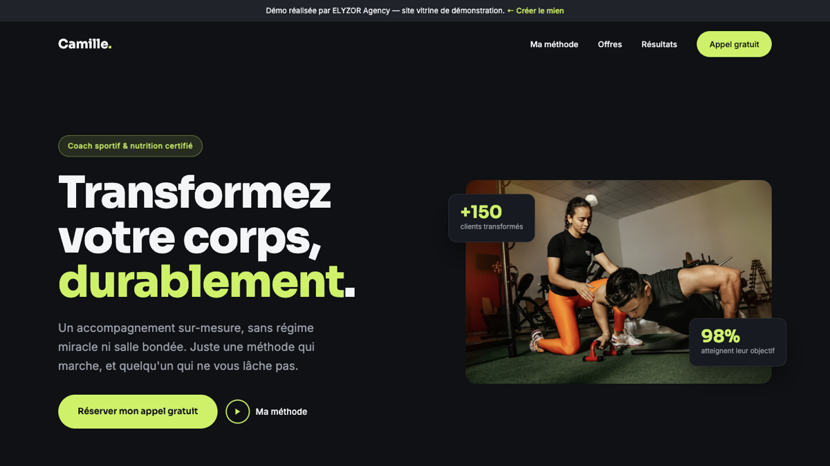 Aperçu démo — Camille Roy — coach sportif & nutrition
